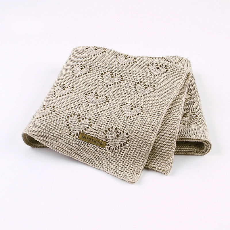 Knitted Heart Hollow Baby Windproof Blanket