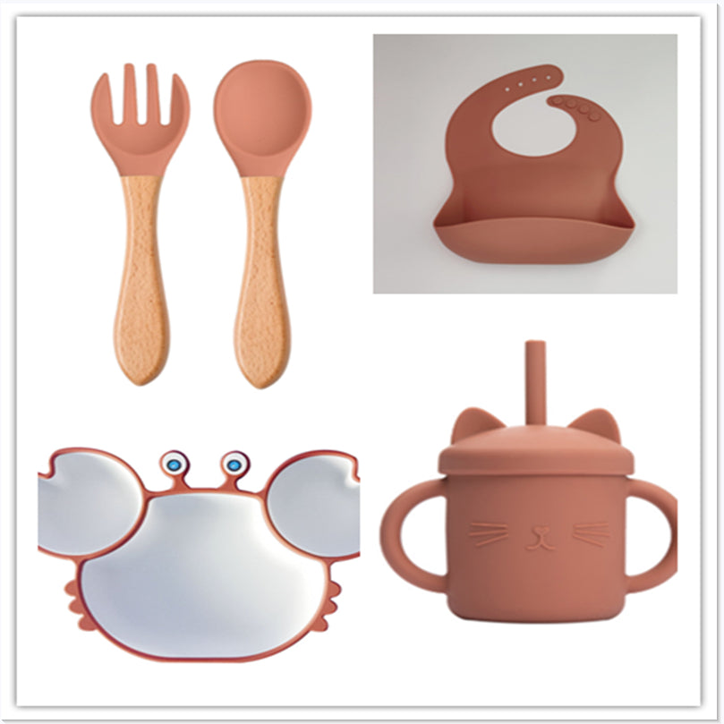 Silicone Non-Slip Baby Feeding Bowl Plate Set