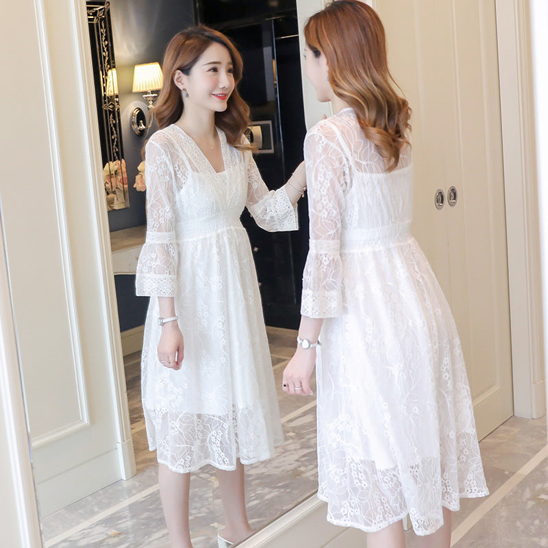Lace Two-Piece Maternity Dress
