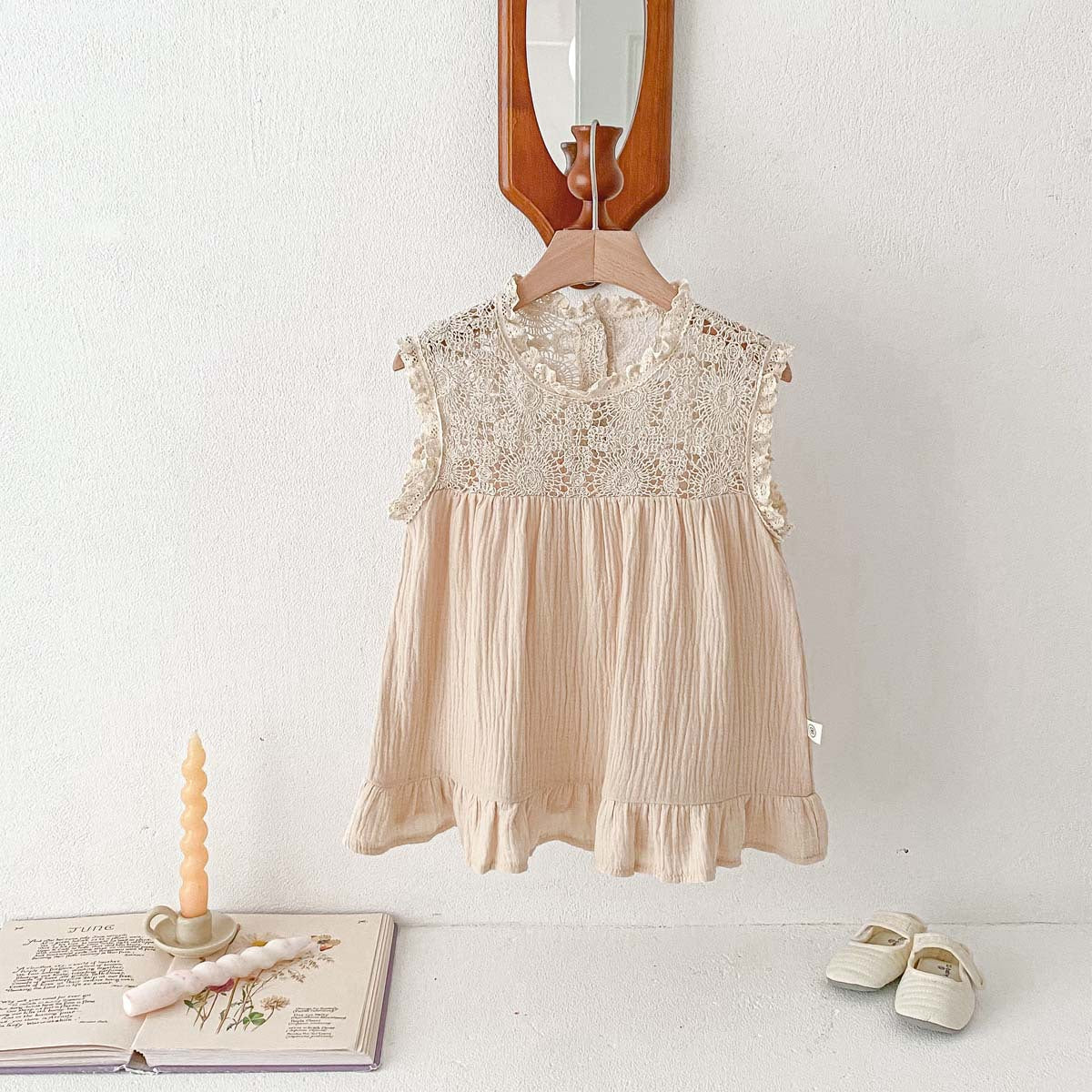 Baby Girl Summer Waffle Lace Romper