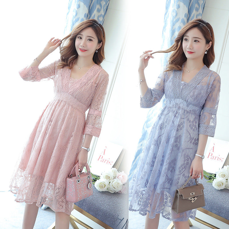 Lace Two-Piece Maternity Dress