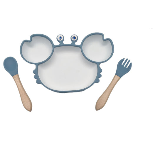 Silicone Non-Slip Baby Feeding Bowl Plate Set