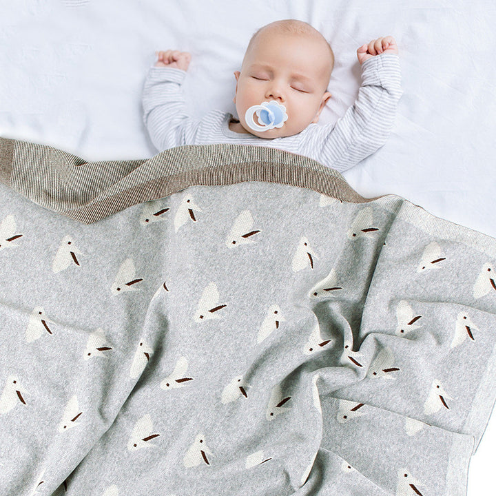 Knitted Bunny Baby Blanket Windproof Cover