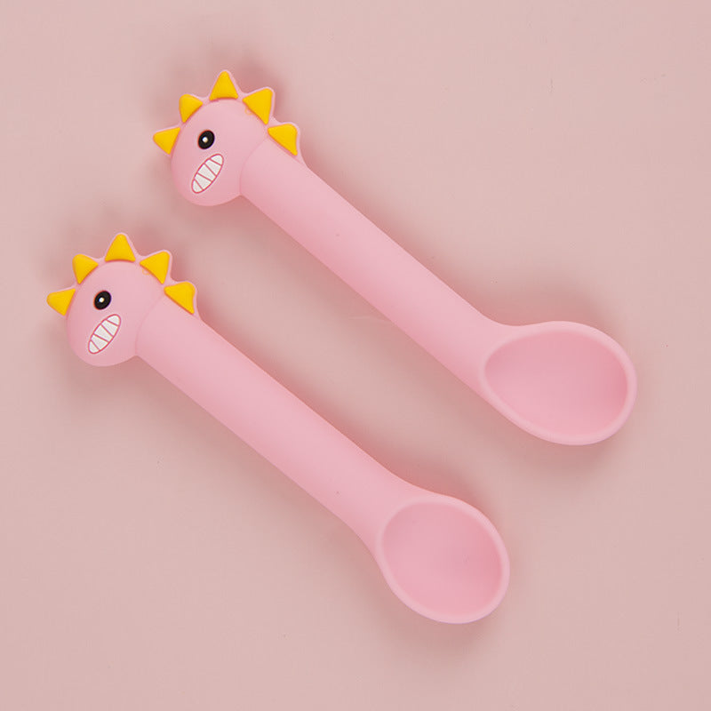 Silicone Baby Training Spoon Cartoon Soft Spoon Set