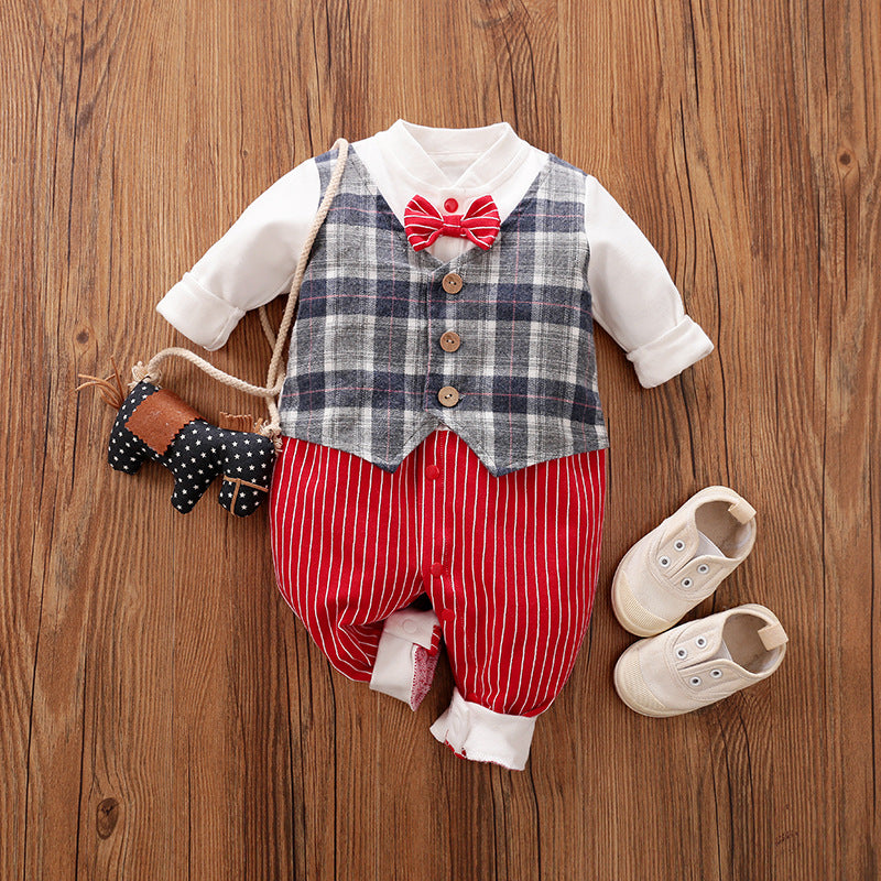 Long Sleeve Baby Jumpsuit Spring Autumn Gentleman Outfit