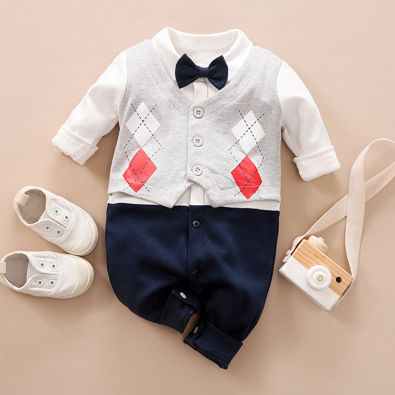 Long Sleeve Baby Jumpsuit Spring Autumn Gentleman Outfit