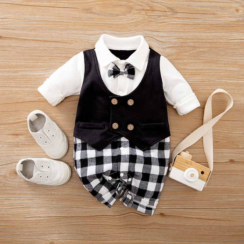 Long Sleeve Baby Jumpsuit Spring Autumn Gentleman Outfit
