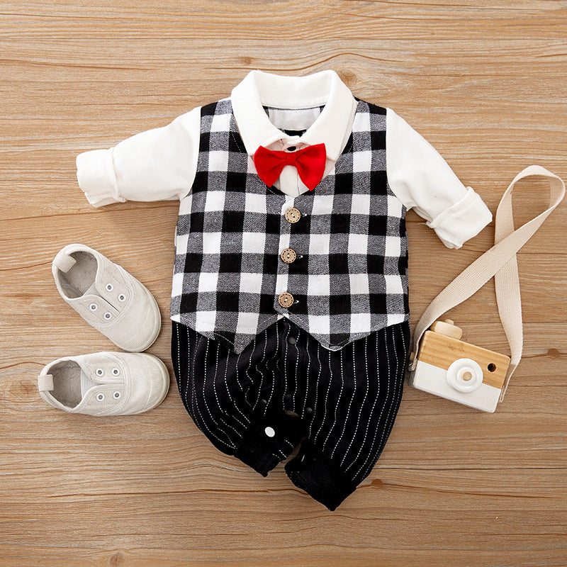 Long Sleeve Baby Jumpsuit Spring Autumn Gentleman Outfit
