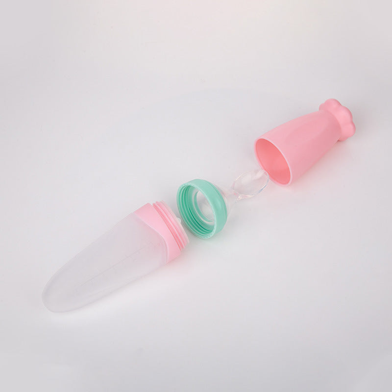 Silicone Baby Feeding Spoon Rice Cereal Feeder Bottle