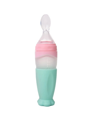 Silicone Baby Feeding Spoon Rice Cereal Feeder Bottle