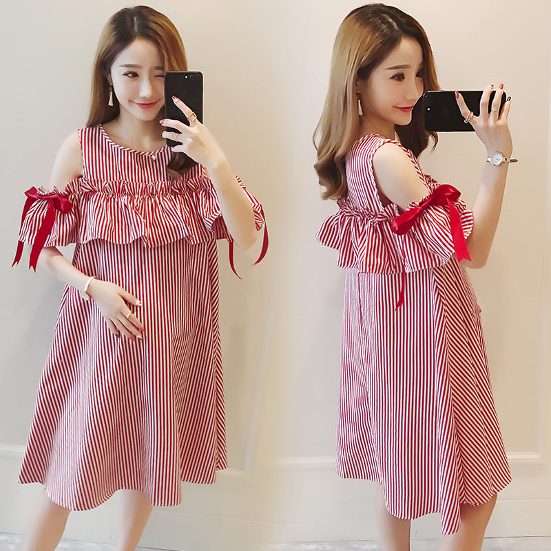 Summer Mid Length Maternity Nursing Dress Suit Outfit