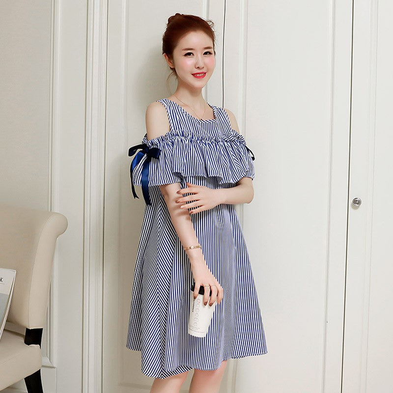 Summer Mid Length Maternity Nursing Dress Suit Outfit