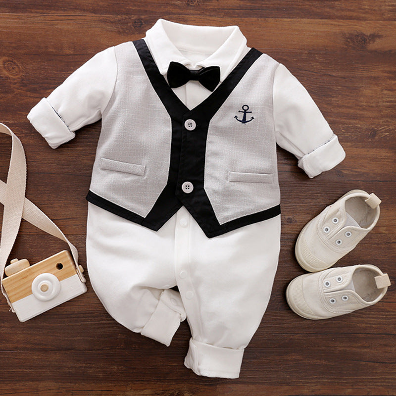 Gentleman Style Long Sleeve Baby Romper