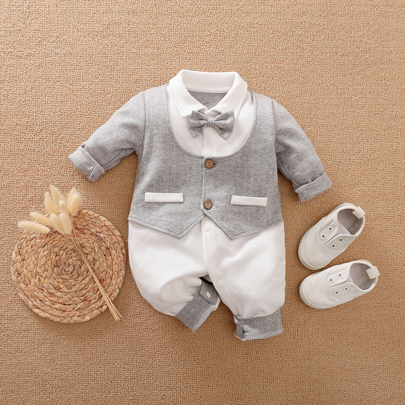 Gentleman Style Long Sleeve Baby Romper