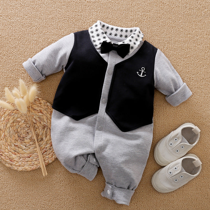 Gentleman Style Long Sleeve Baby Romper