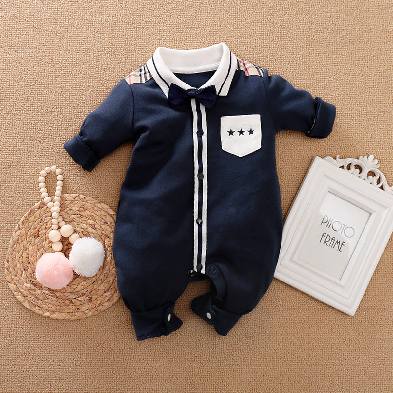Gentleman Style Long Sleeve Baby Romper