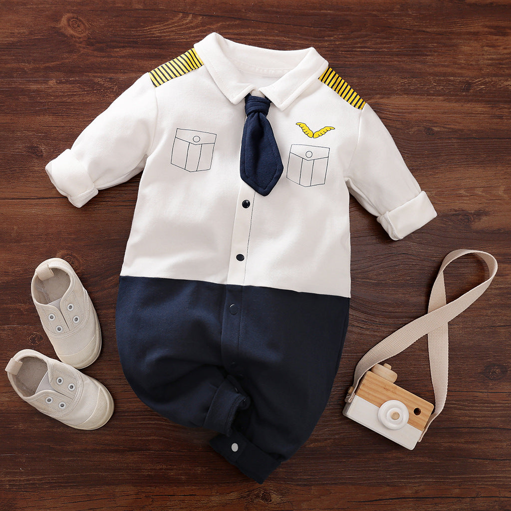 Gentleman Style Long Sleeve Baby Romper