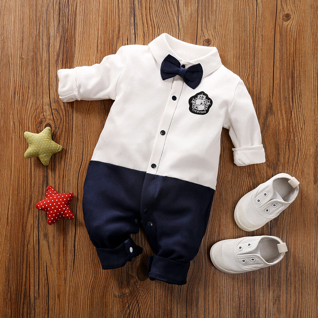 Gentleman Style Long Sleeve Baby Romper