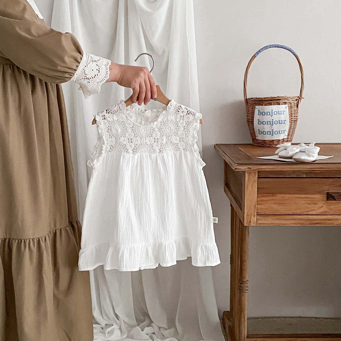Baby Girl Summer Waffle Lace Romper