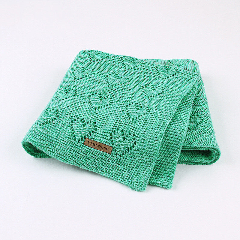 Knitted Heart Hollow Baby Windproof Blanket