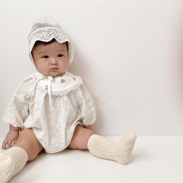 Baby Embroidered Long Sleeve Triangle Romper Jumpsuit