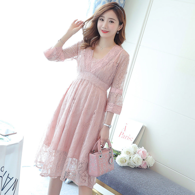 Lace Two-Piece Maternity Dress