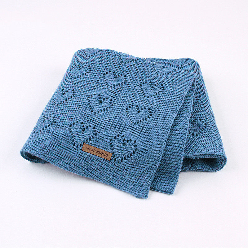 Knitted Heart Hollow Baby Windproof Blanket