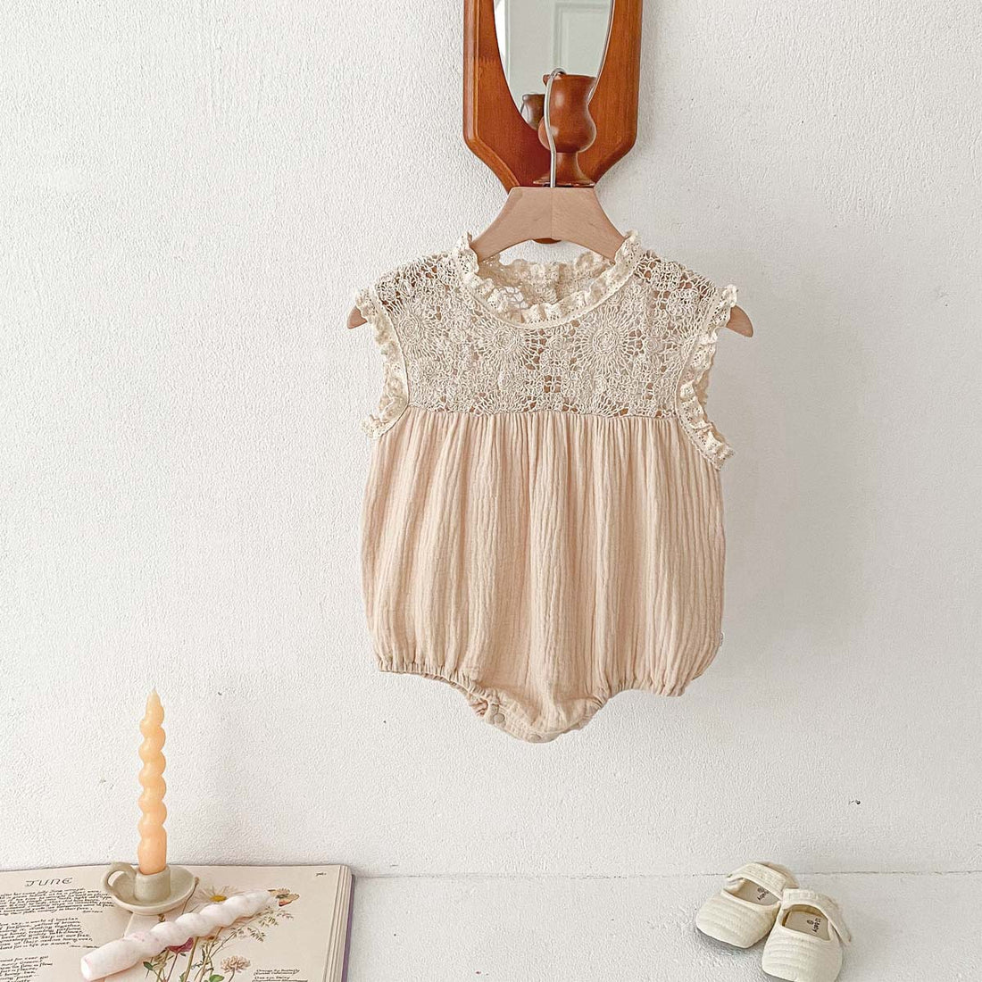 Baby Girl Summer Waffle Lace Romper
