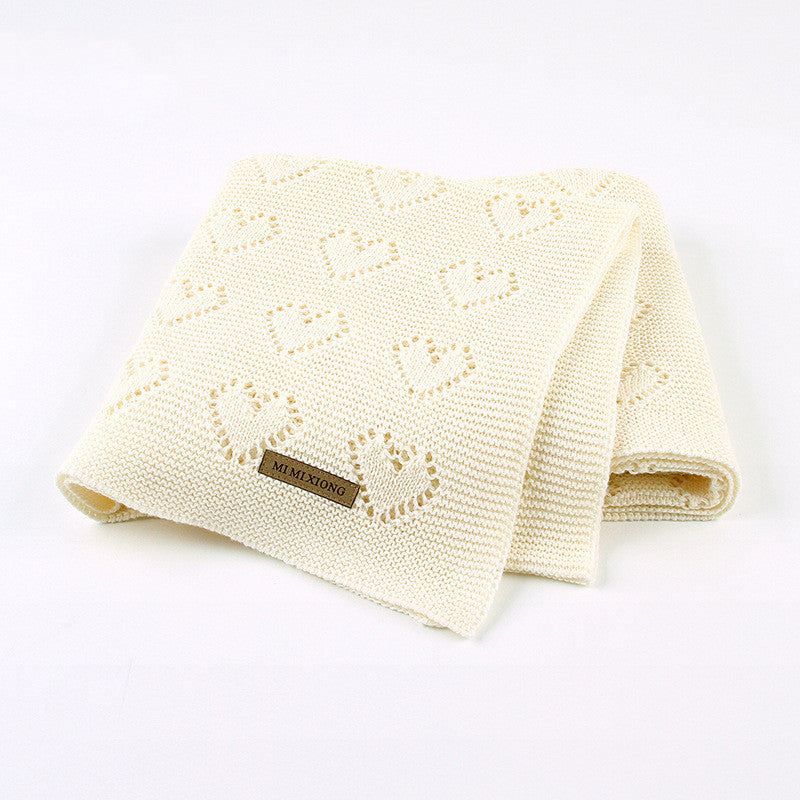 Knitted Heart Hollow Baby Windproof Blanket