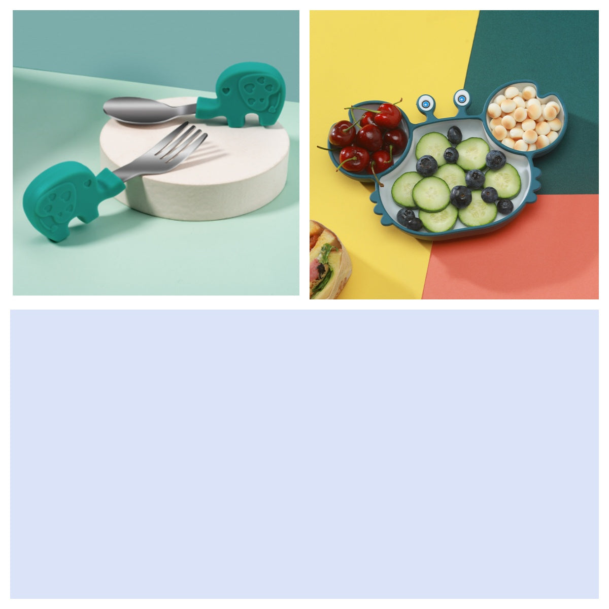 Silicone Non-Slip Baby Feeding Bowl Plate Set
