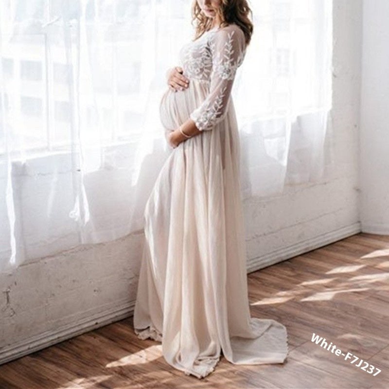Lace Chiffon Maternity Dress Patchwork