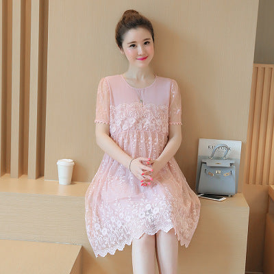 Korean Lace Crochet Summer Maternity Dress