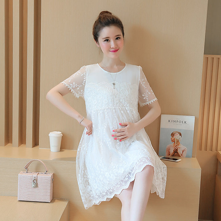 Korean Lace Crochet Summer Maternity Dress