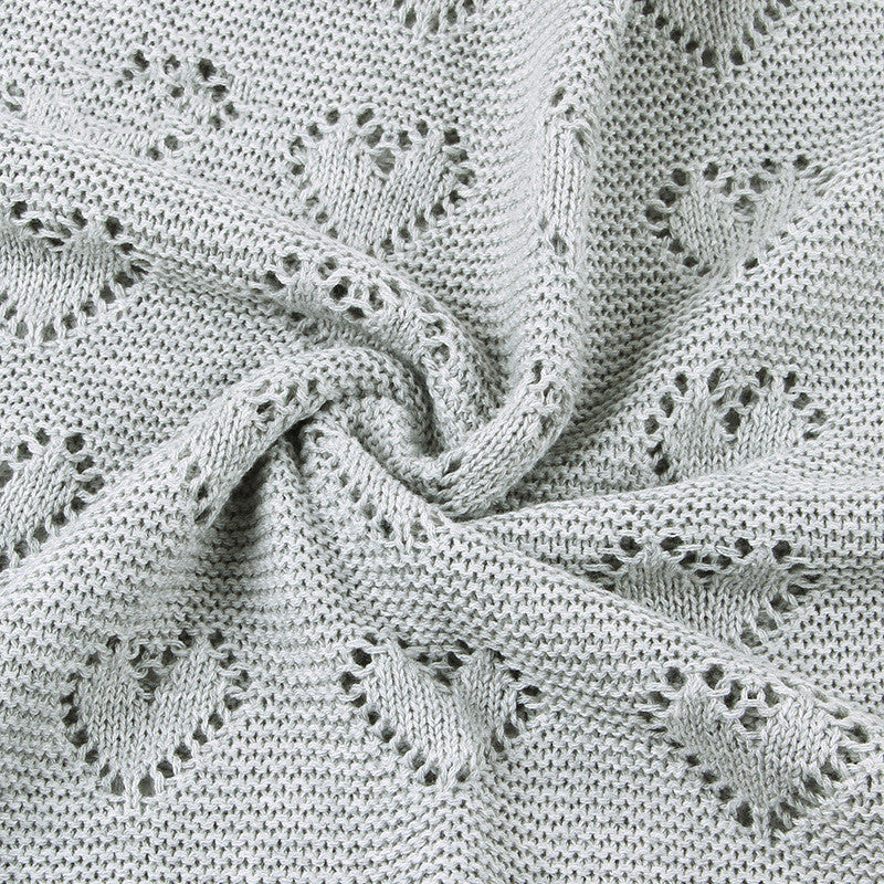 Knitted Heart Hollow Baby Windproof Blanket