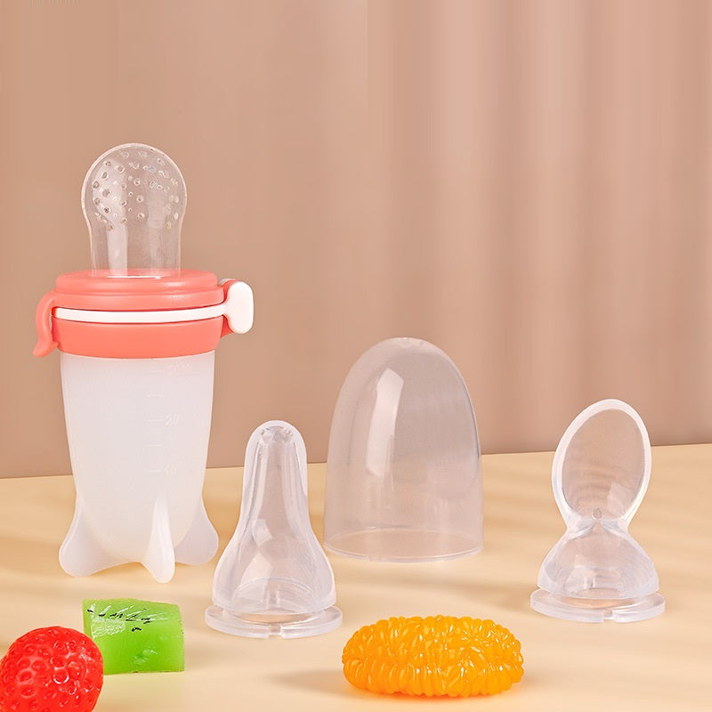 Silicone Baby Squeeze Feeding Bottle Solid Food Tool