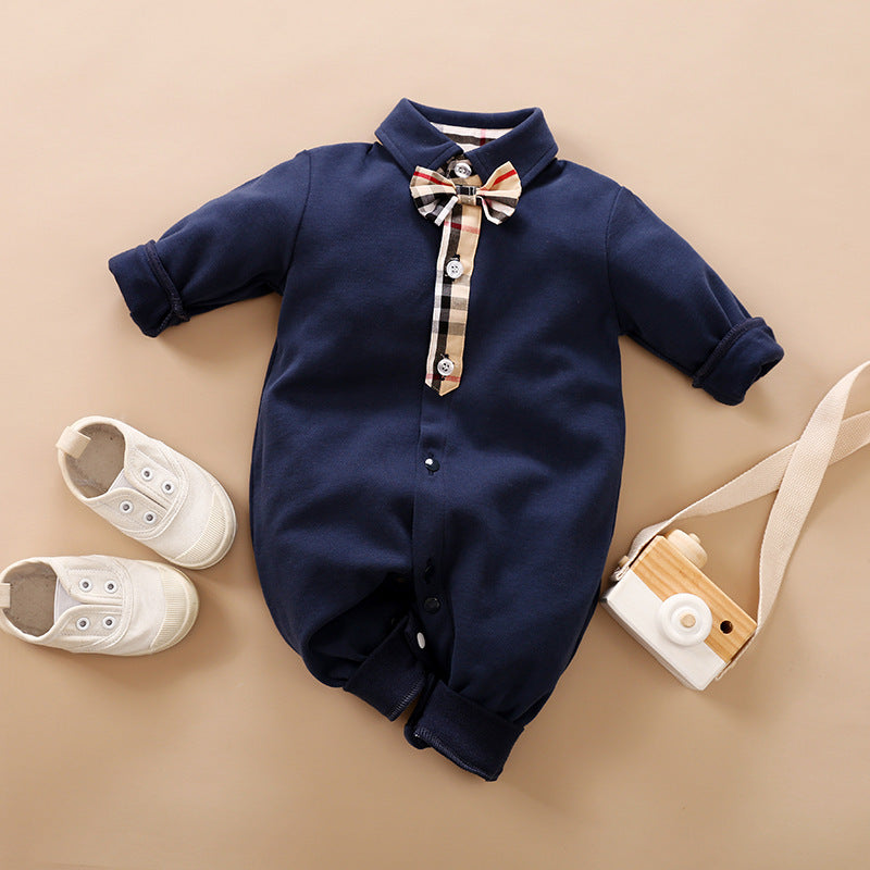 Gentleman Style Long Sleeve Baby Romper