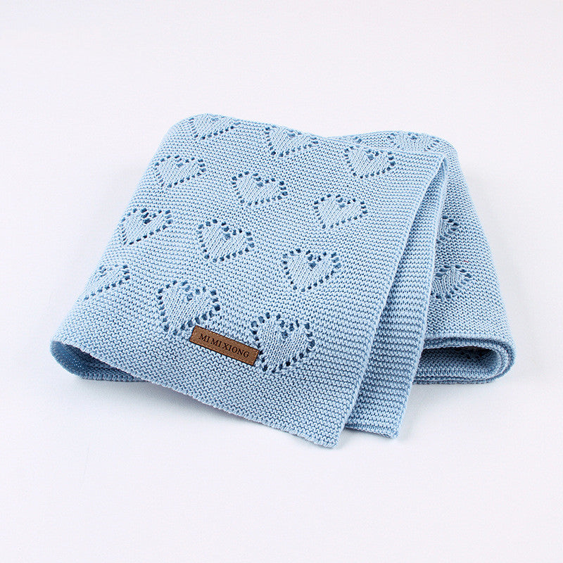 Knitted Heart Hollow Baby Windproof Blanket