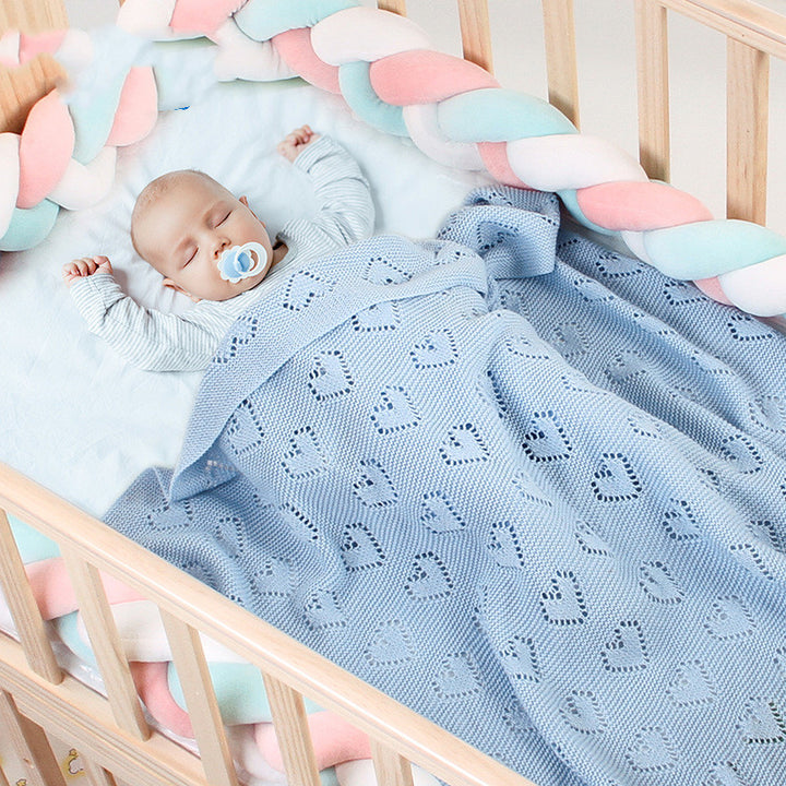 Knitted Heart Hollow Baby Windproof Blanket