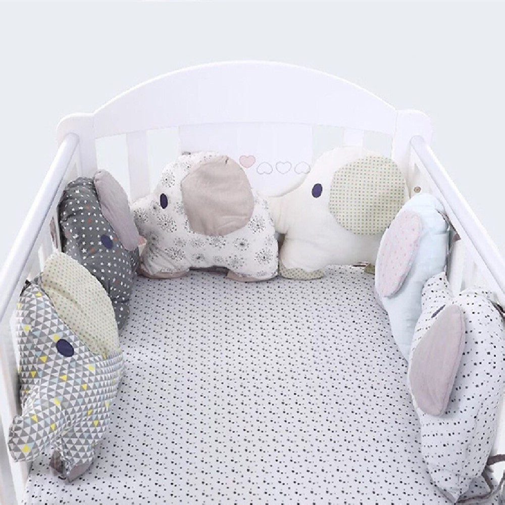 Cotton Embroidered Elephant Baby Crib Set