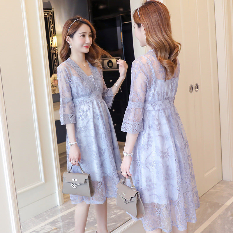Lace Two-Piece Maternity Dress