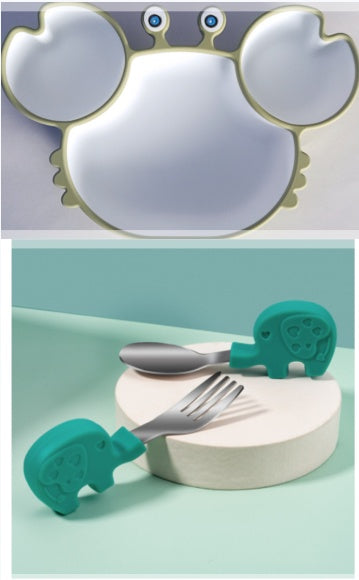 Silicone Non-Slip Baby Feeding Bowl Plate Set