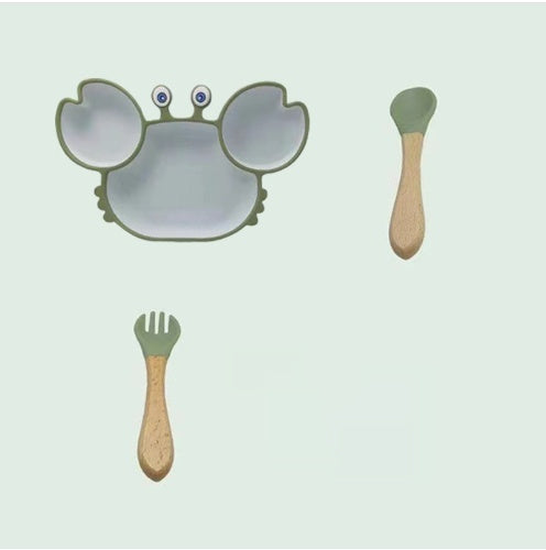 Silicone Non-Slip Baby Feeding Bowl Plate Set