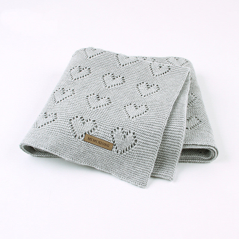 Knitted Heart Hollow Baby Windproof Blanket