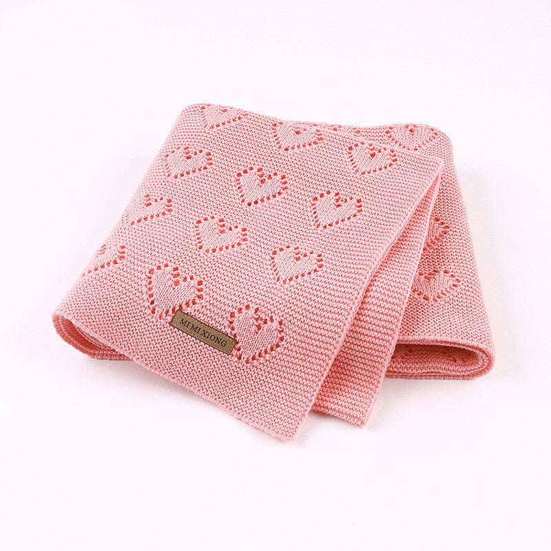 Knitted Heart Hollow Baby Windproof Blanket