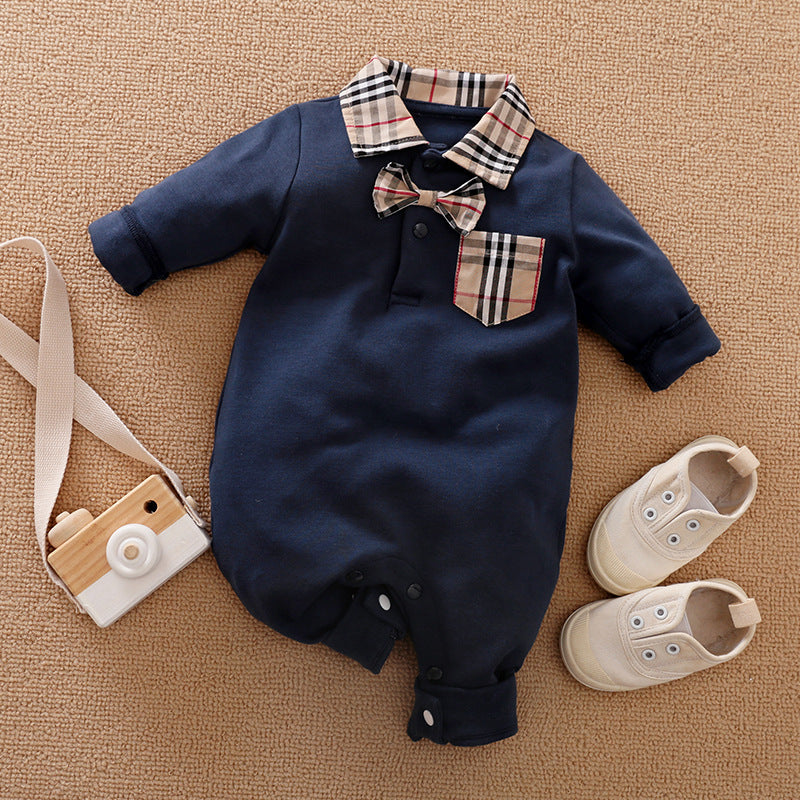 Gentleman Style Long Sleeve Baby Romper