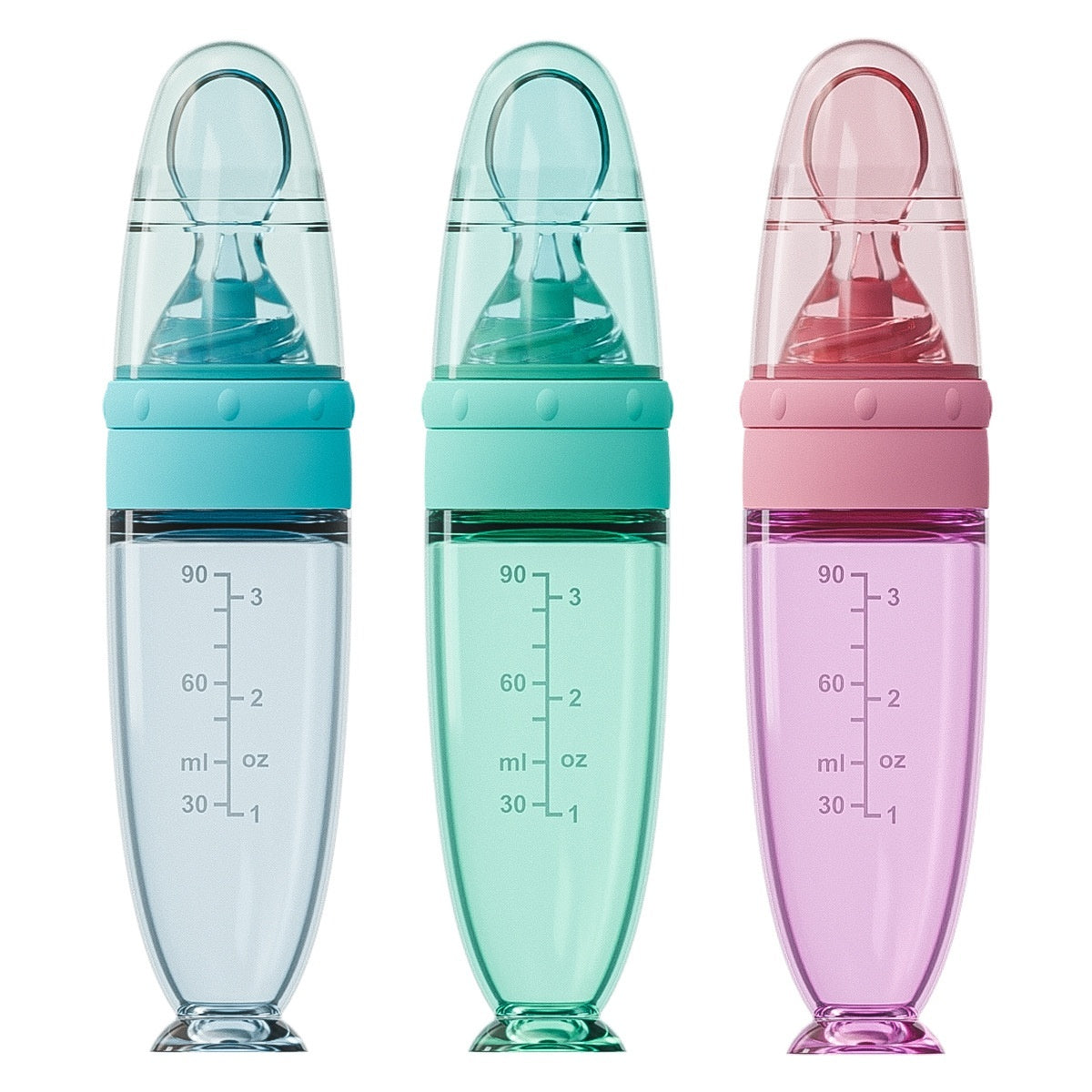 Silicone Squeeze Baby Feeding Spoon Rice Porridge Feeder