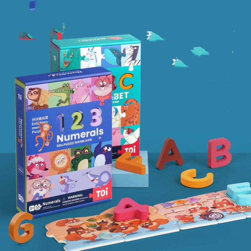 Baby Wooden Letters Numbers Educational Puzzle Toys
