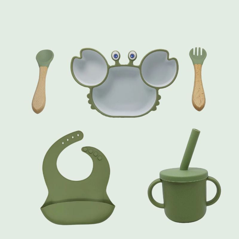 Silicone Non-Slip Baby Feeding Bowl Plate Set