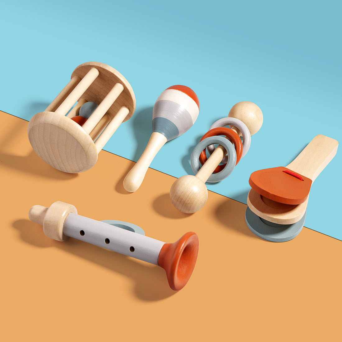 Baby Wooden Rattle Early Education Toys