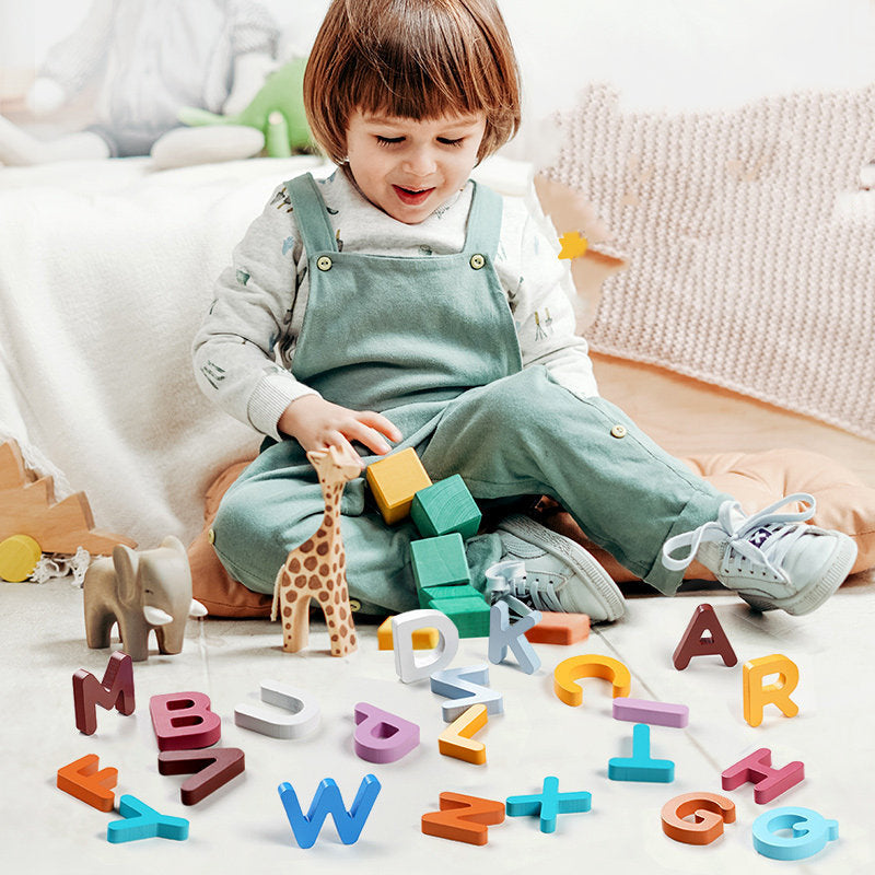 Baby Wooden Letters Numbers Educational Puzzle Toys